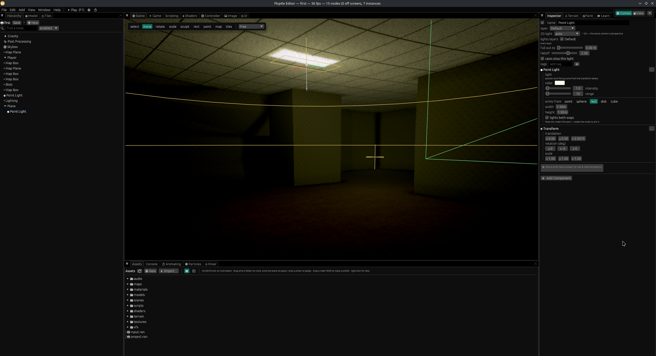 Making backrooms level in the editor